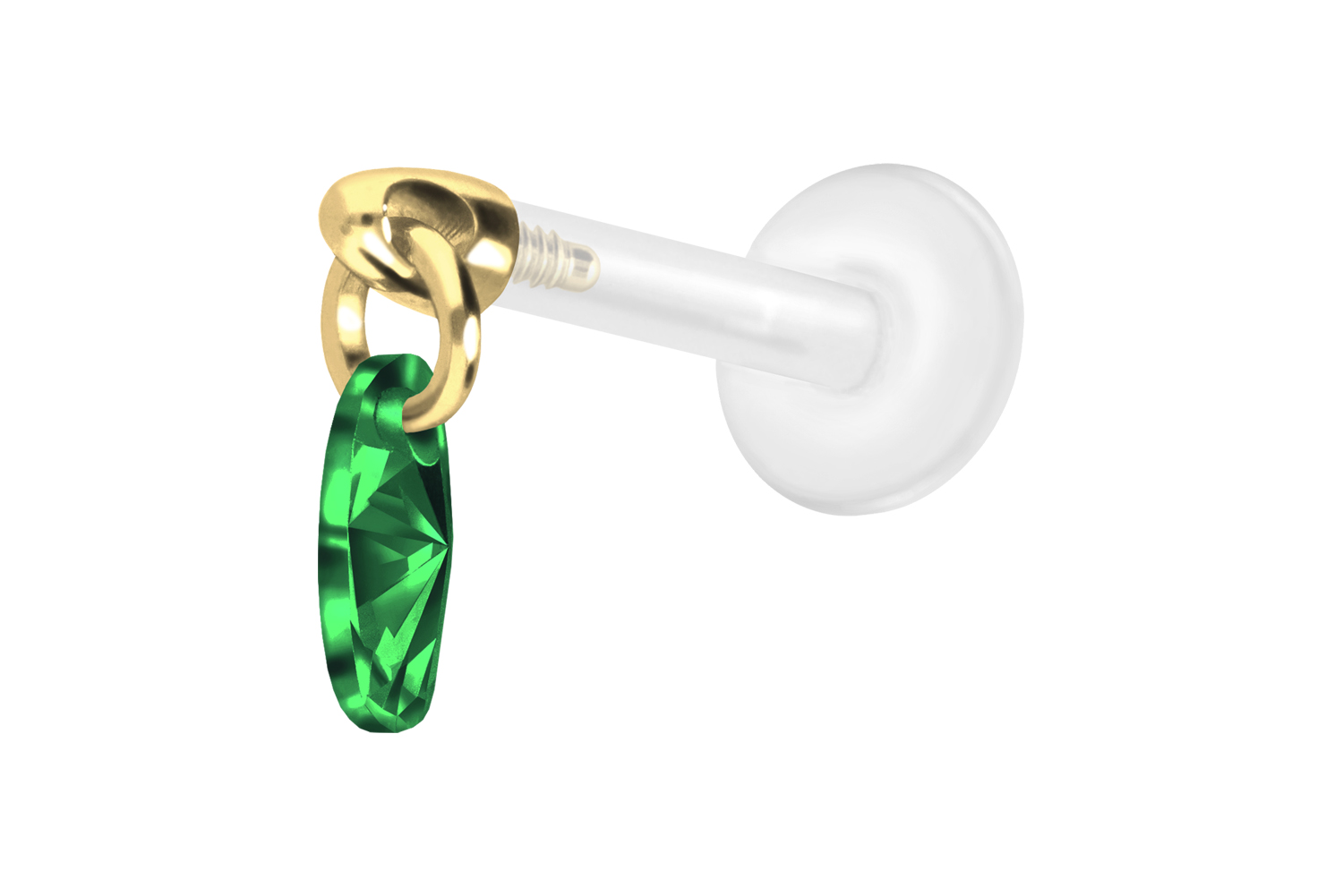 PTFE Labret Piercing mit Innengewinde + Titan-Aufsatz KRISTALLOVAL